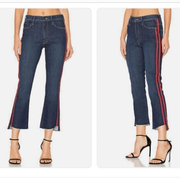 Mother jean Women's 28 blue Insider Speed Racer crop step fray high rise luxury - Picture 13 of 16